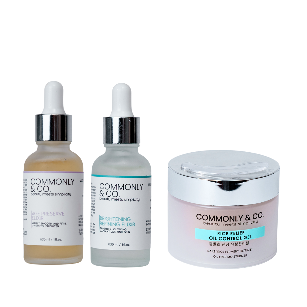 COMMONLY & CO. 14 DAY GLOW ROUTINE SET BRIGHTENING , ACNE CARE, HYDRATION , OILY, DRY, SENSITIVE